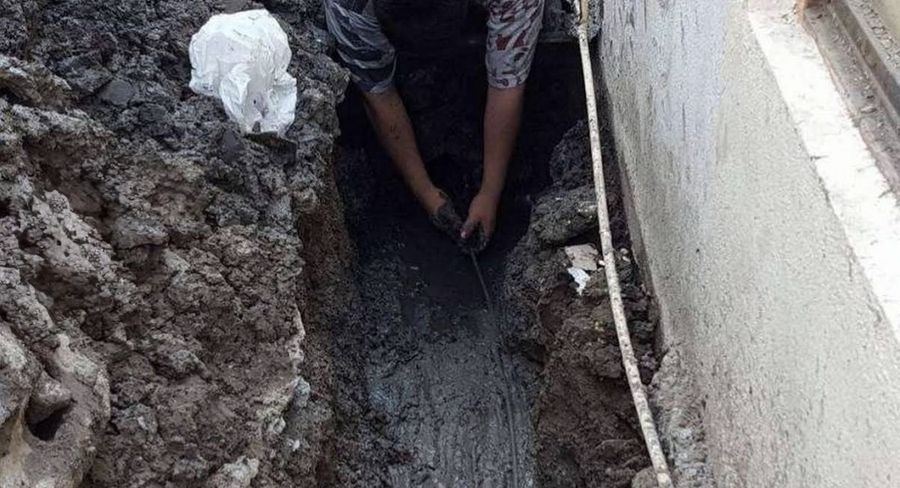 Trabajo de drenaje subterráneo